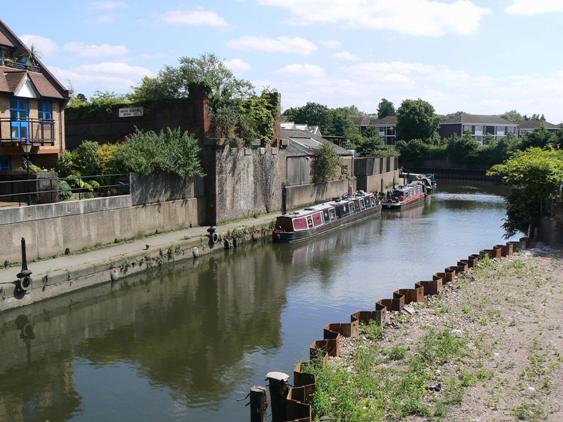 Grand Union Canal with a few moored barges