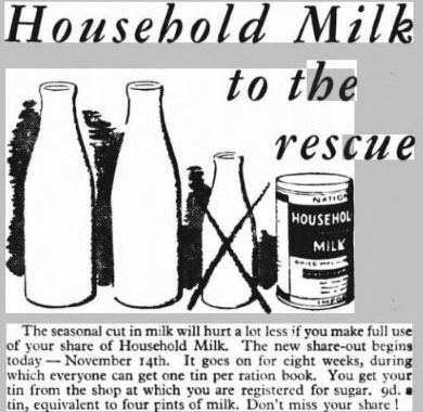 Household milk, advert in Sunday Mirror, 14 November 1943