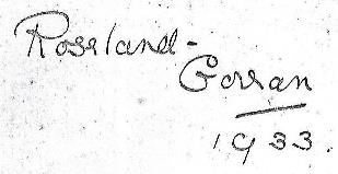 Inscription: Roseland, Gorran, 1933